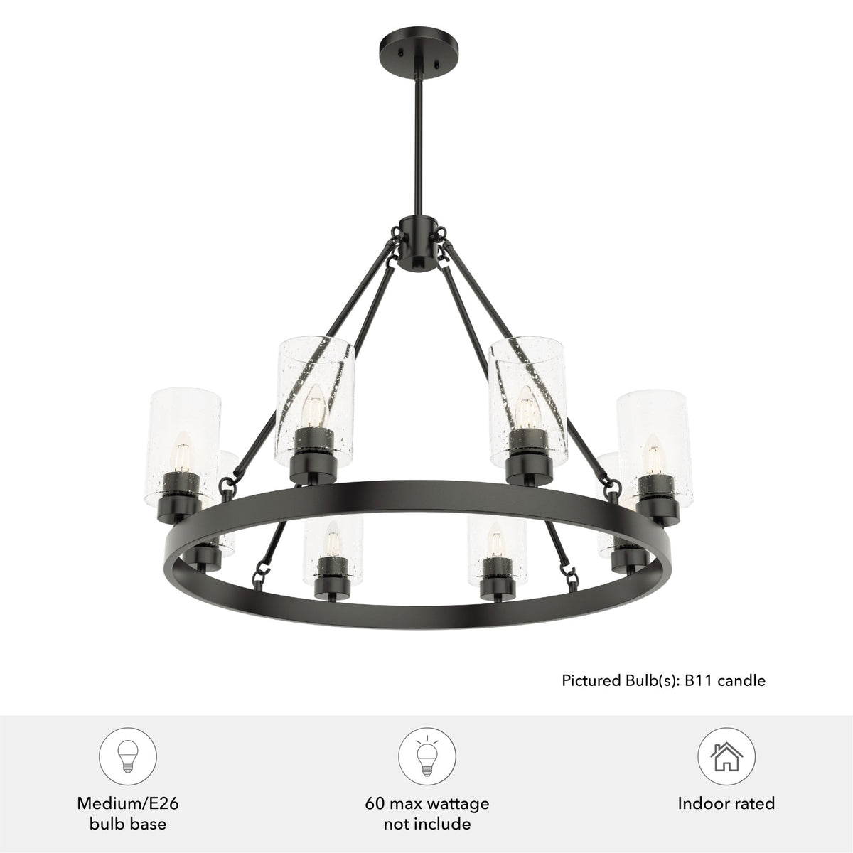 Hunter Hartland 8-Light Matte Bronze Farmhouse Led Chandelier