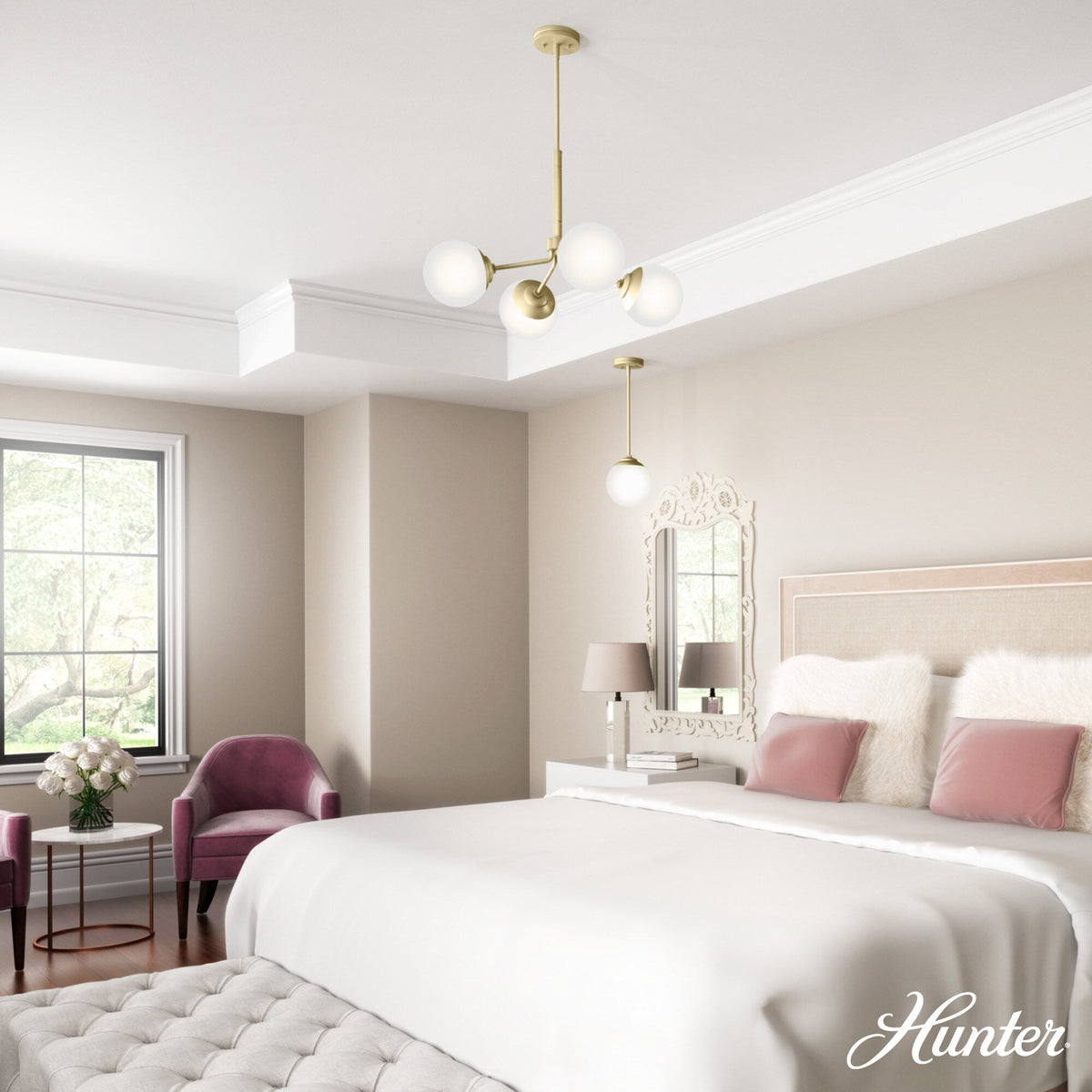 Hunter Hepburn 4-Light Matte Glam Led Chandelier