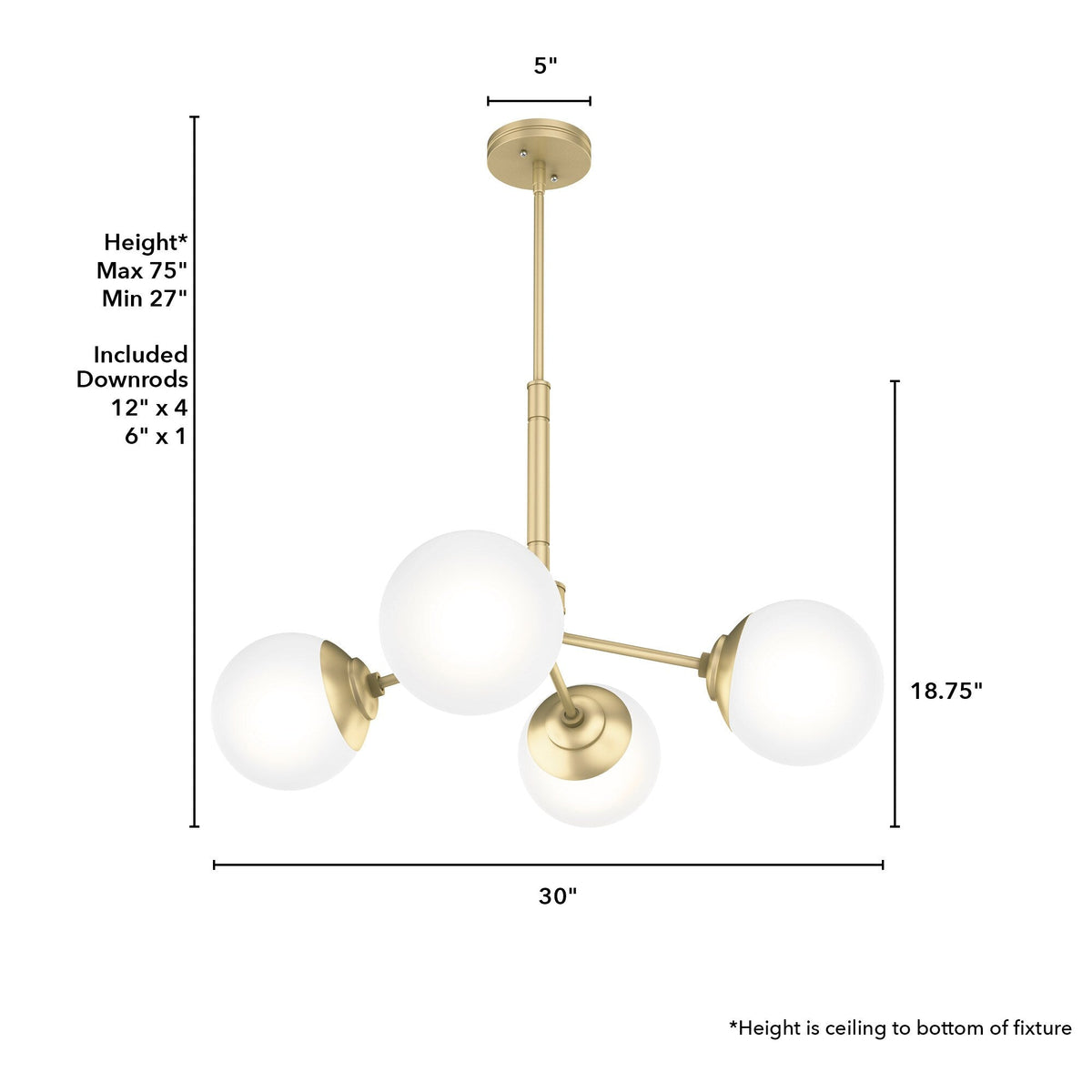 Hunter Hepburn 4-Light Matte Glam Led Chandelier