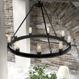 Hunter Saddlewood 9-Light Matte Black Transitional Led Chandelier