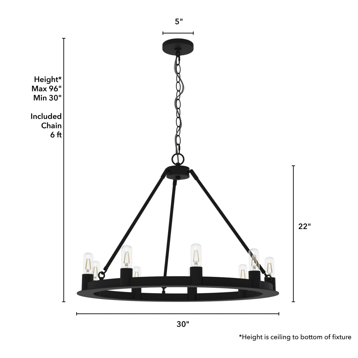Hunter Saddlewood 9-Light Matte Black Transitional Led Chandelier