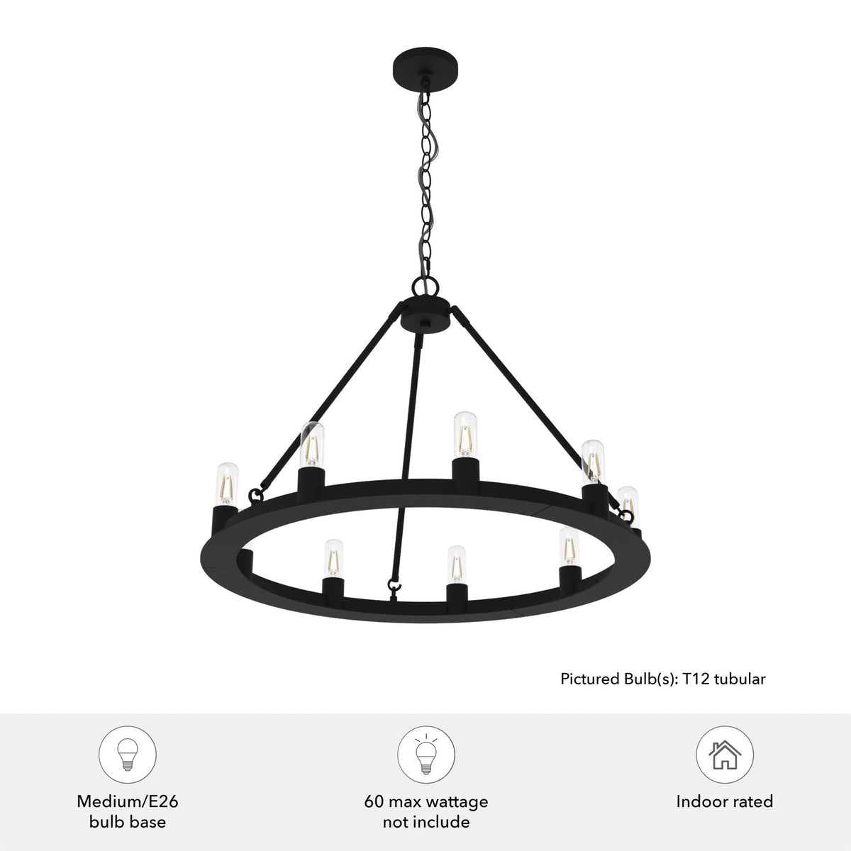 Hunter Saddlewood 9-Light Matte Black Transitional Led Chandelier