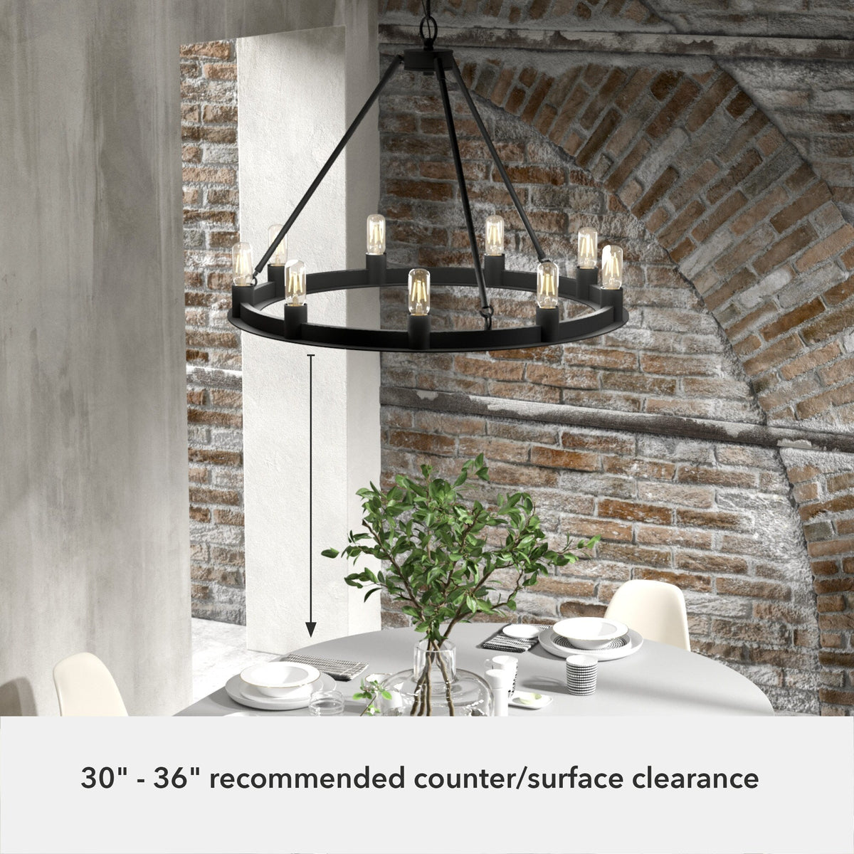 Hunter Saddlewood 9-Light Matte Black Transitional Led Chandelier