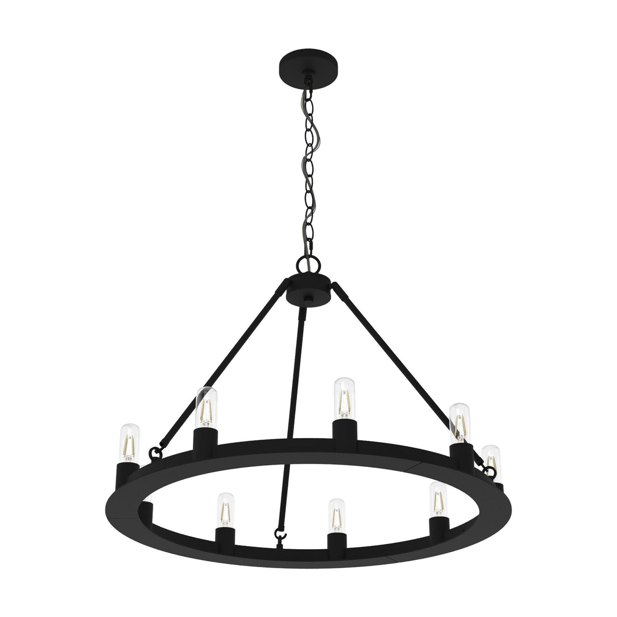 Hunter Saddlewood 9-Light Matte Black Transitional Led Chandelier