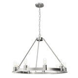 Hunter Saddlewood 9-Light Brushed Nickel Transitional Led Bare Bulb Chandelier