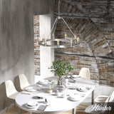 Hunter Saddlewood 9-Light Brushed Nickel Transitional Led Bare Bulb Chandelier