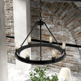 Hunter Saddlewood 6-Light Matte Black Transitional Led Chandelier