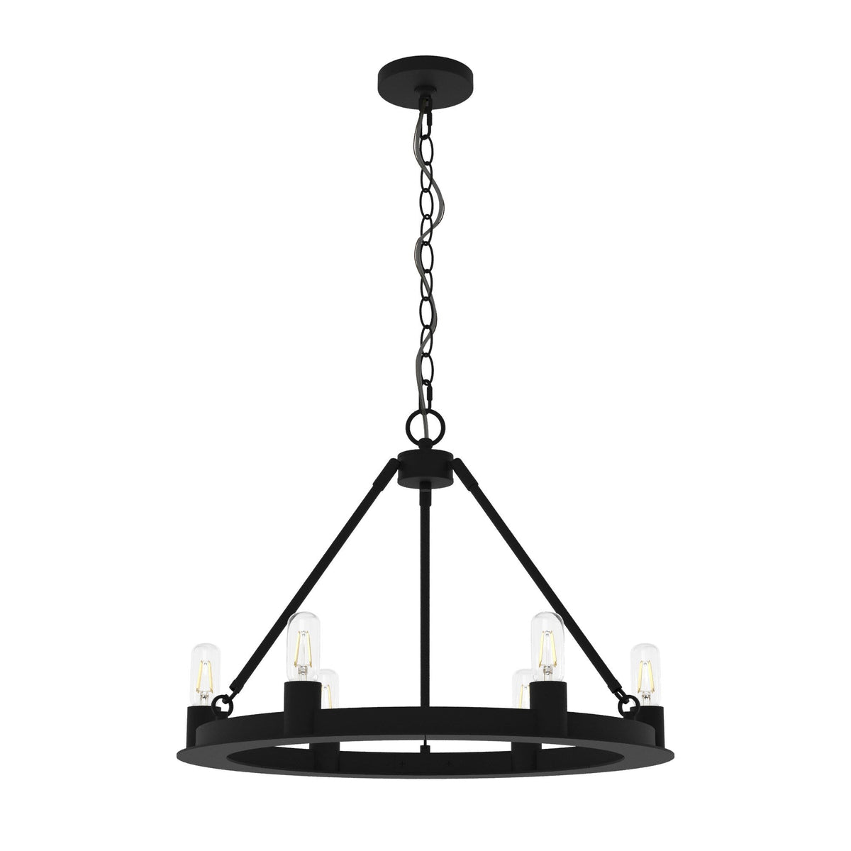 Hunter Saddlewood 6-Light Matte Black Transitional Led Chandelier
