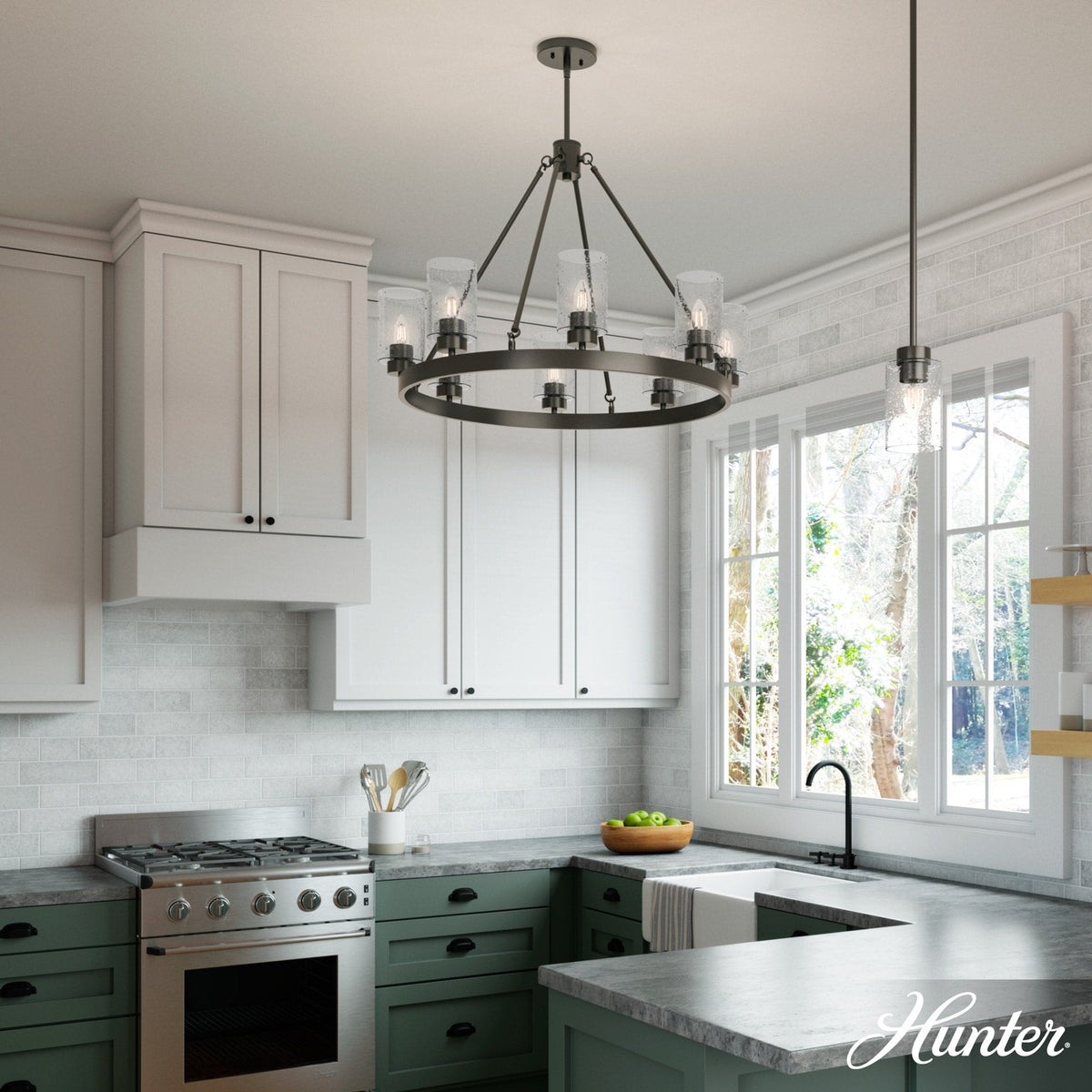 Hunter Hartland 8-Light Matte Bronze Farmhouse Led Chandelier