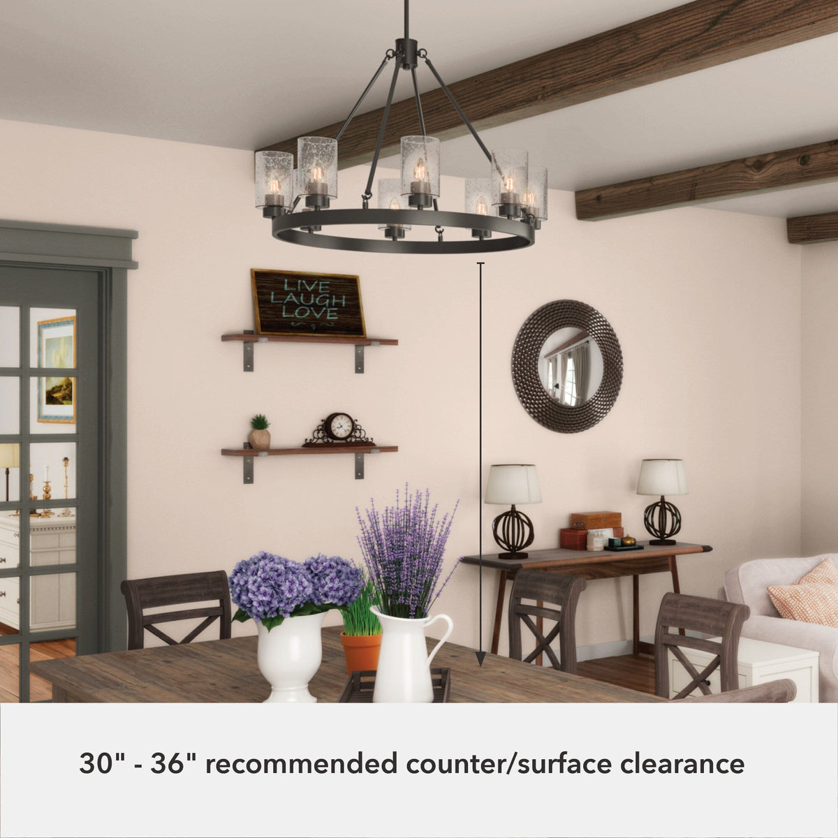 Hunter Hartland 8-Light Matte Bronze Farmhouse Led Chandelier