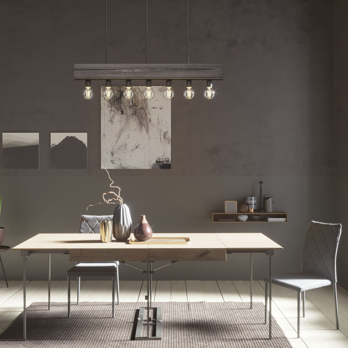 Hunter Donelson 7-Light Matte Black Transitional Led Chandelier