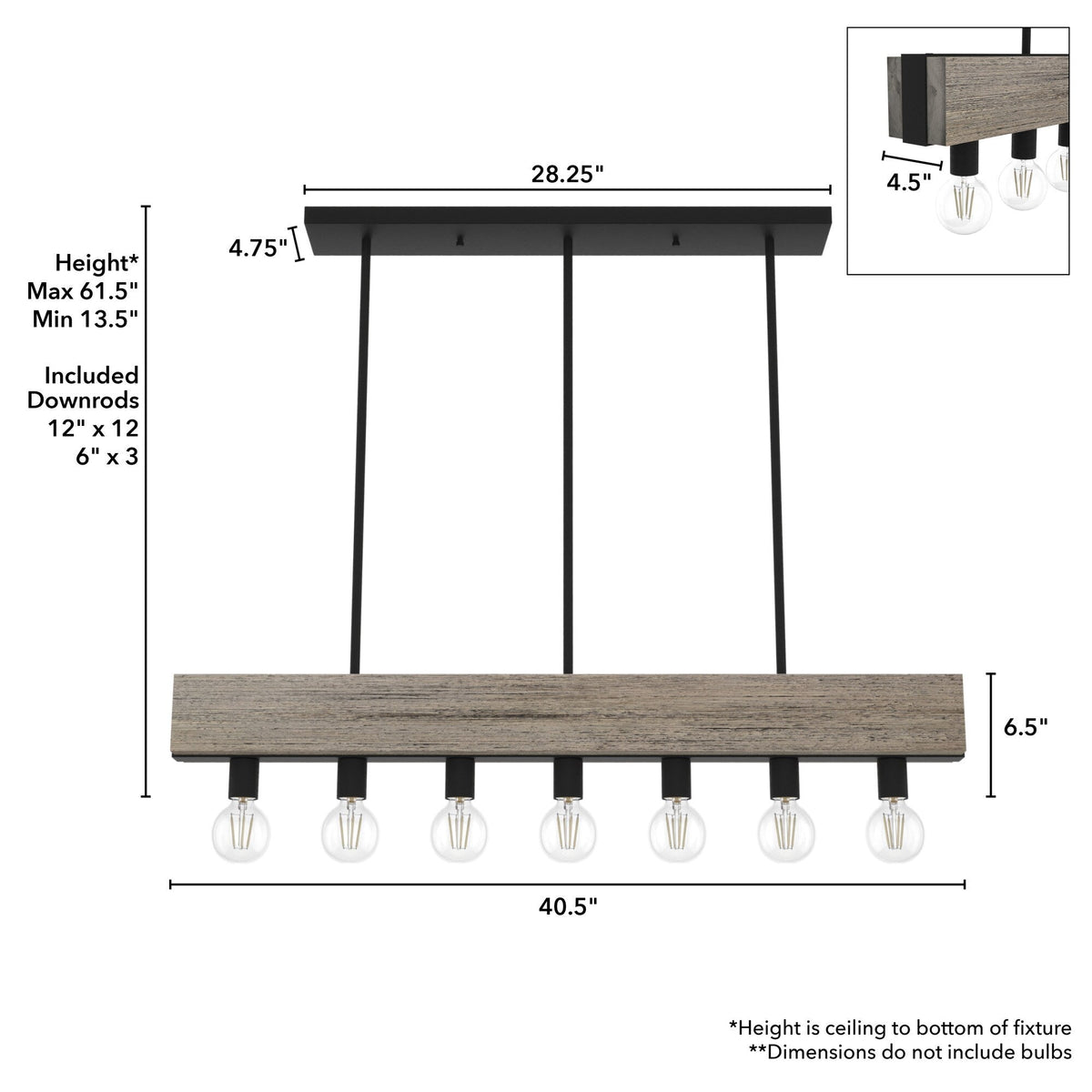Hunter Donelson 7-Light Matte Brown Transitional Led Chandelier
