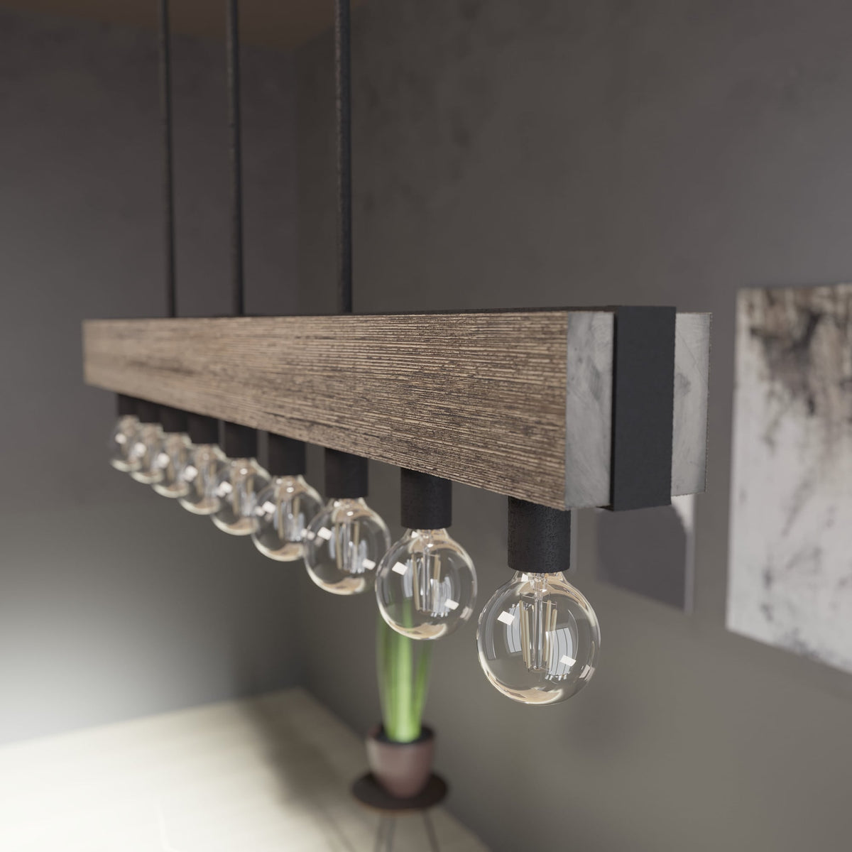 Hunter Donelson 9-Light Matte Brown Transitional Led WoodChandelier