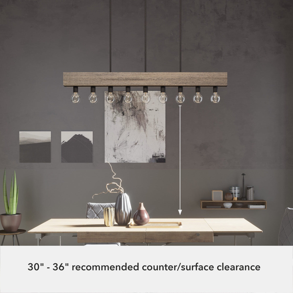 Hunter Donelson 9-Light Matte Brown Transitional Led WoodChandelier
