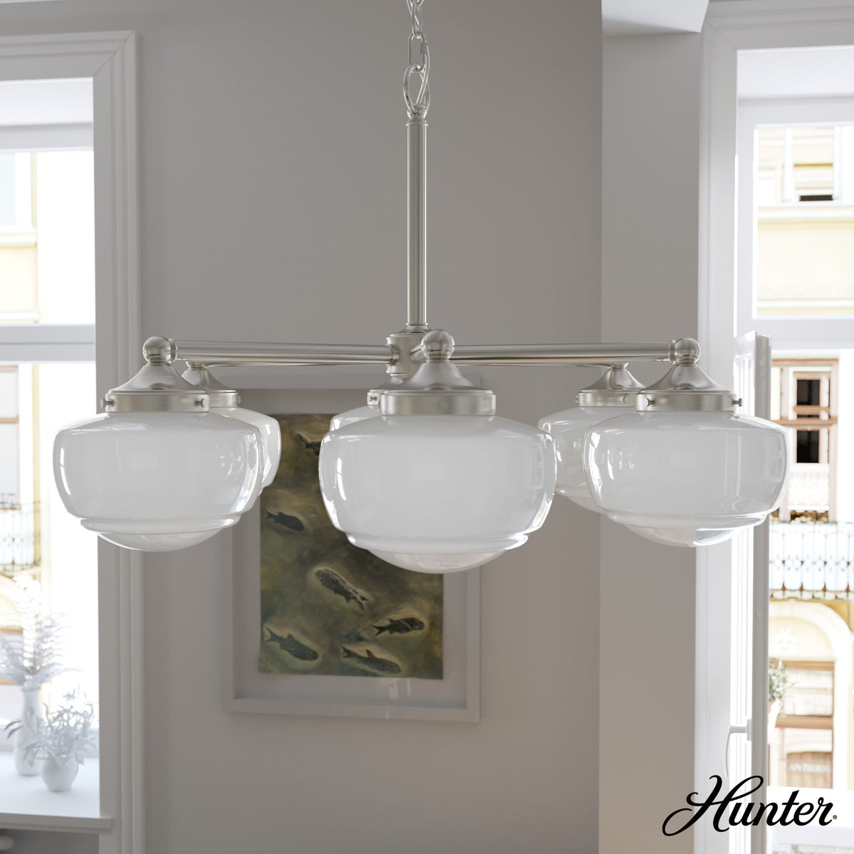 Hunter Saddle Creek 6-Light Brushed Nickel Transitional Led Chandelier