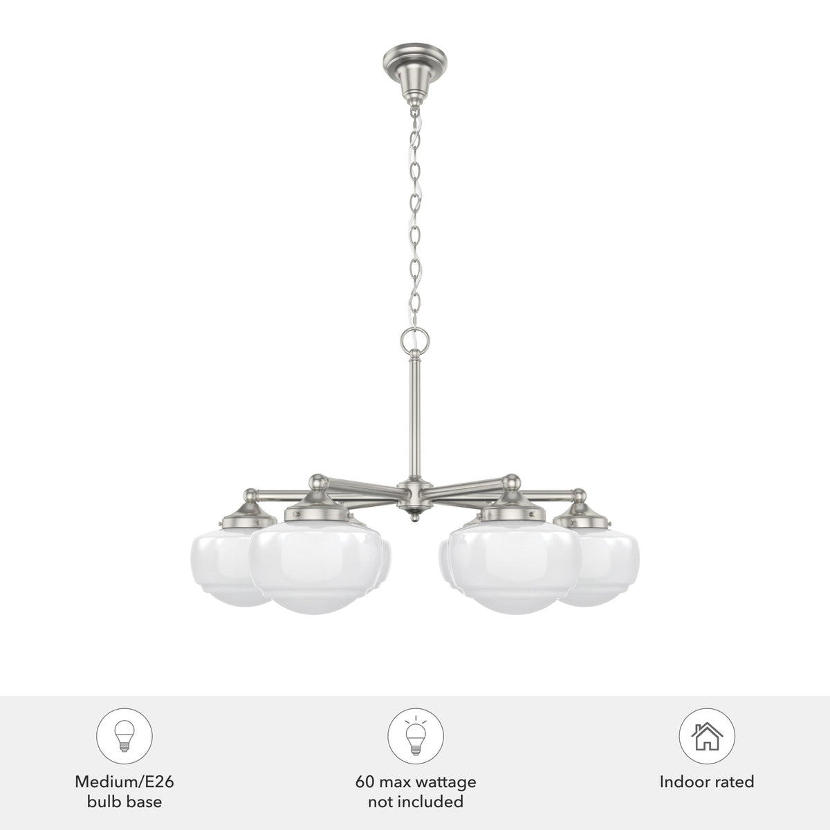 Hunter Saddle Creek 6-Light Brushed Nickel Transitional Led Chandelier