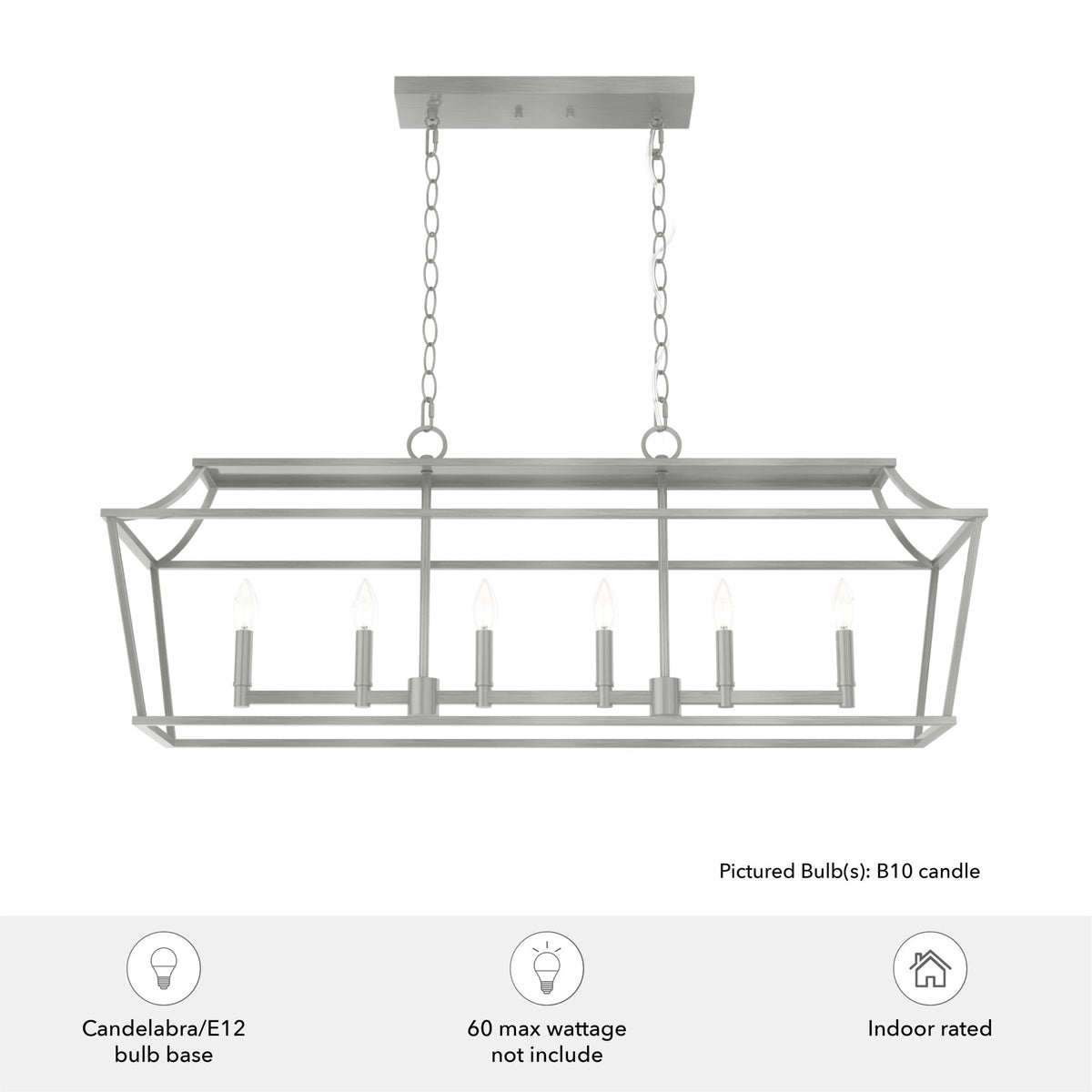 Hunter Laurel Ridge 6-Light Brushed Nickel Traditional Led Chandelier
