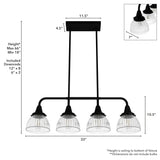Hunter Cypress Grove 4-Light Matte Black Transitional Led Crystal Chandelier