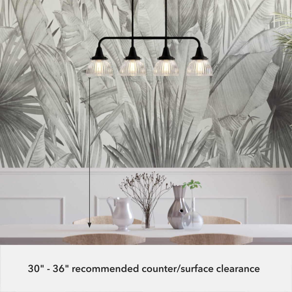 Hunter Cypress Grove 4-Light Matte Black Transitional Led Crystal Chandelier