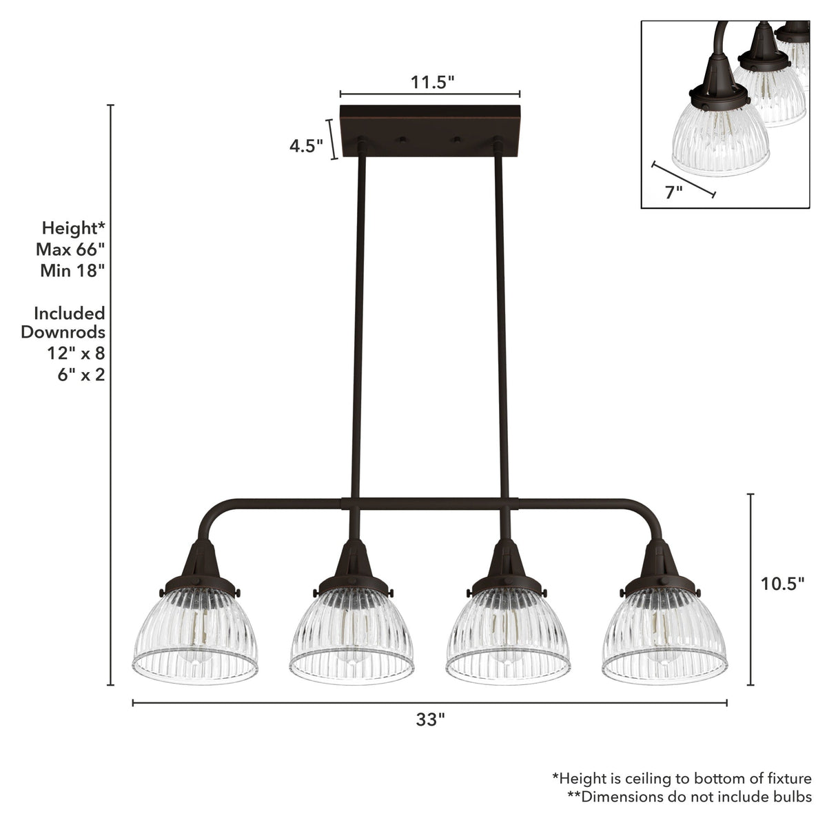 Hunter Cypress Grove 4-Light Matte Copper Transitional Led Crystal Chandelier
