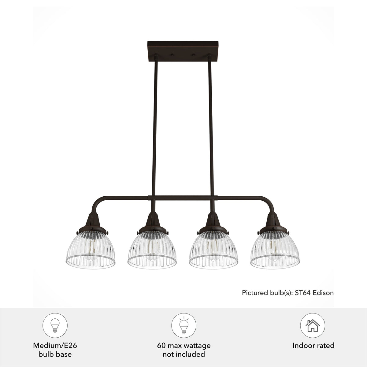 Hunter Cypress Grove 4-Light Matte Copper Transitional Led Crystal Chandelier
