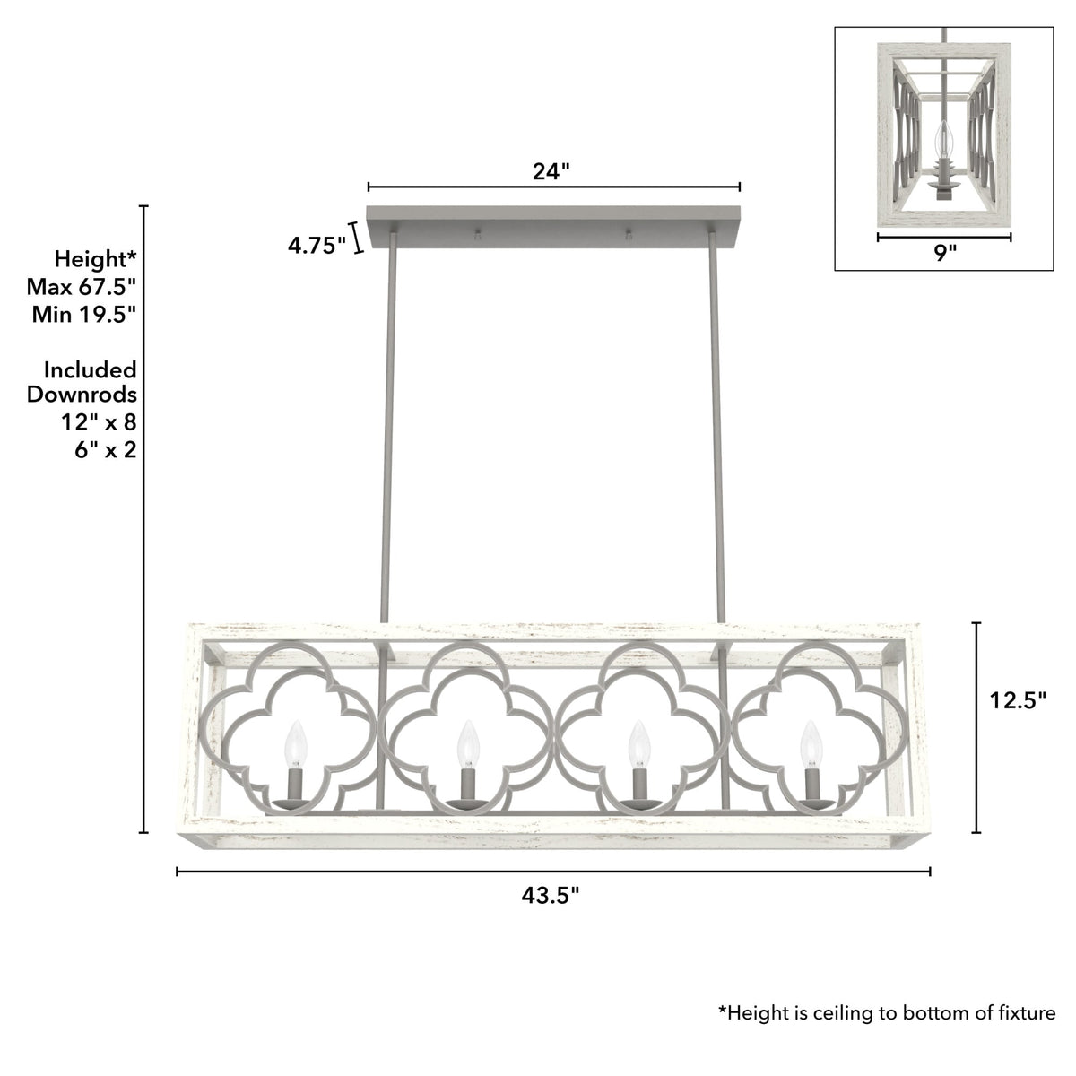 Hunter Gablecrest 4-Light Burnished Off-white Rustic Led Chandelier