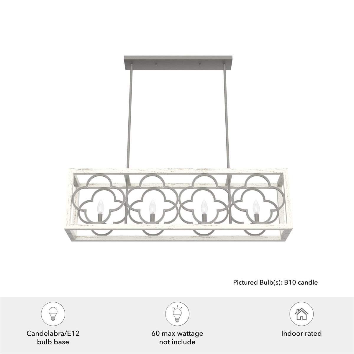 Hunter Gablecrest 4-Light Burnished Off-white Rustic Led Chandelier