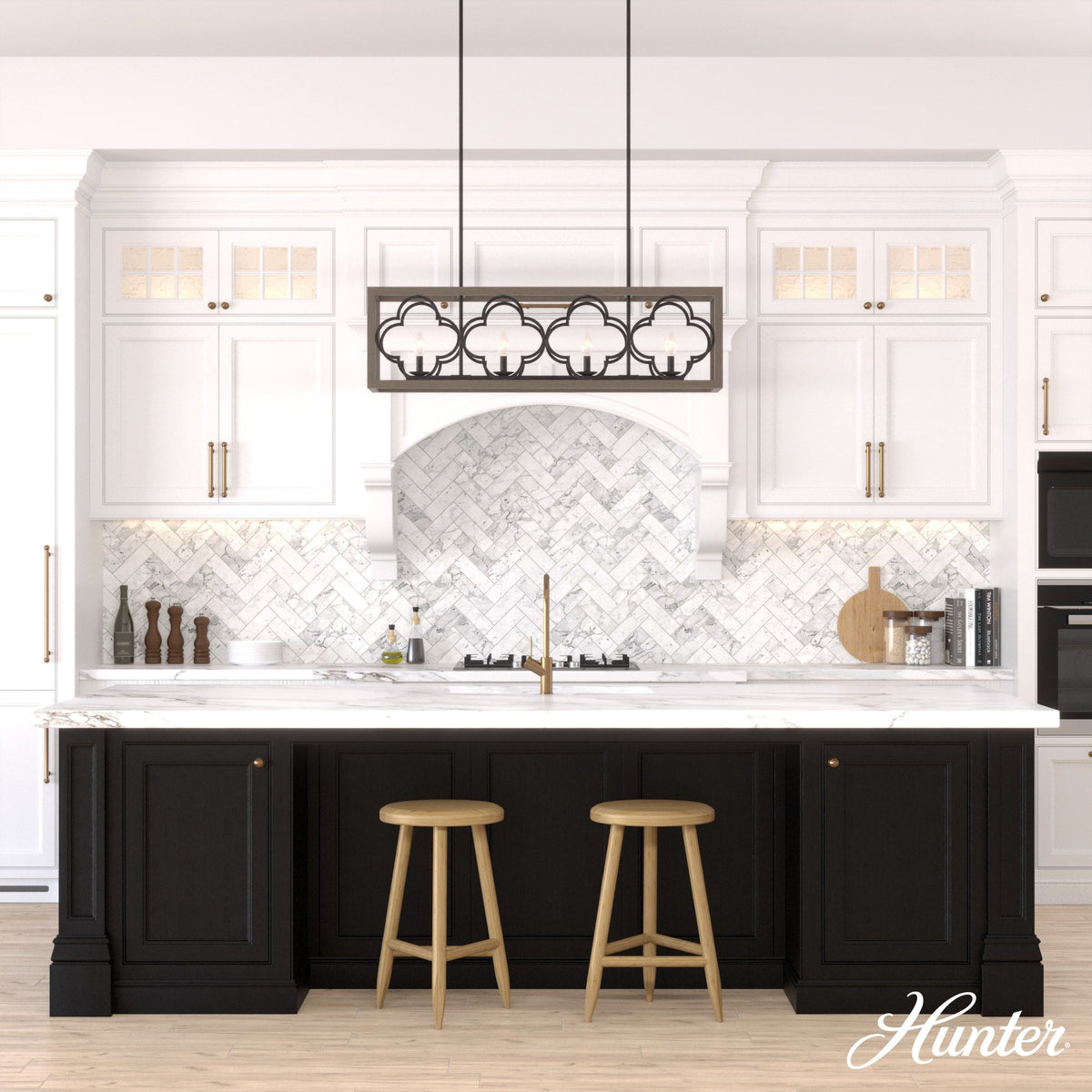 Hunter Gablecrest 4-Light Matte Black Transitional Led Chandelier