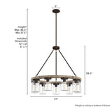 Hunter Devon Park 9-Light Matte Copper Farmhouse Led Crystal Chandelier