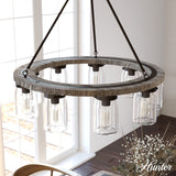 Hunter Devon Park 9-Light Matte Copper Farmhouse Led Crystal Chandelier