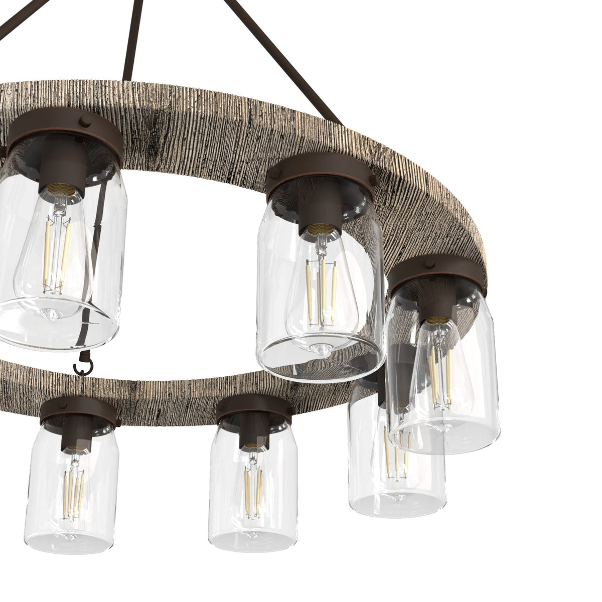 Hunter Devon Park 9-Light Matte Copper Farmhouse Led Crystal Chandelier