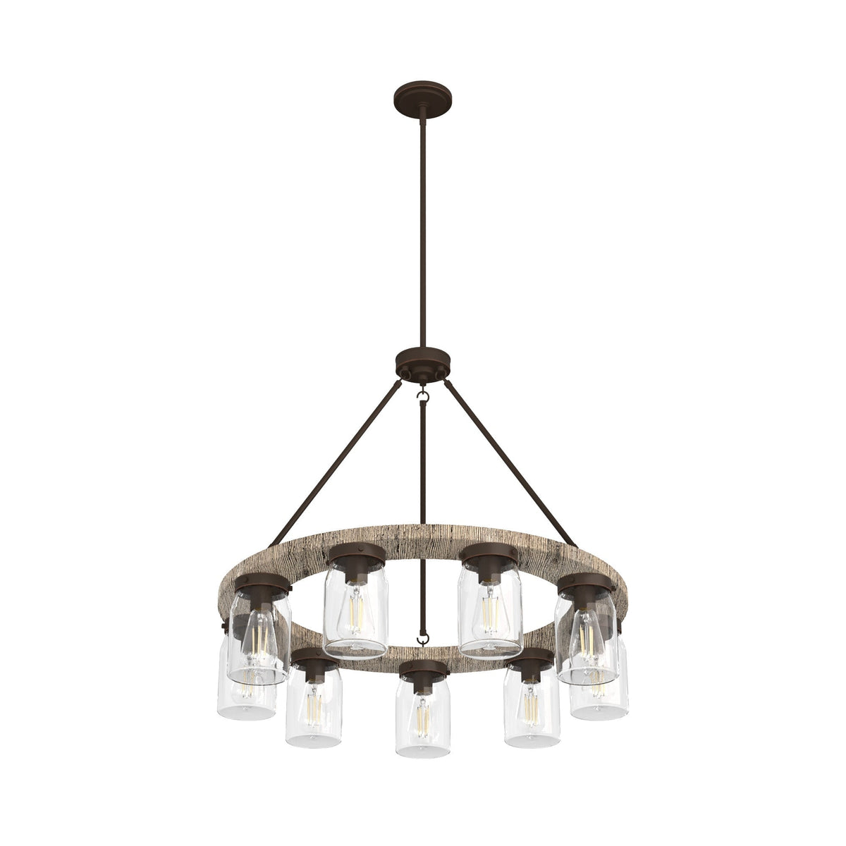 Hunter Devon Park 9-Light Matte Copper Farmhouse Led Crystal Chandelier