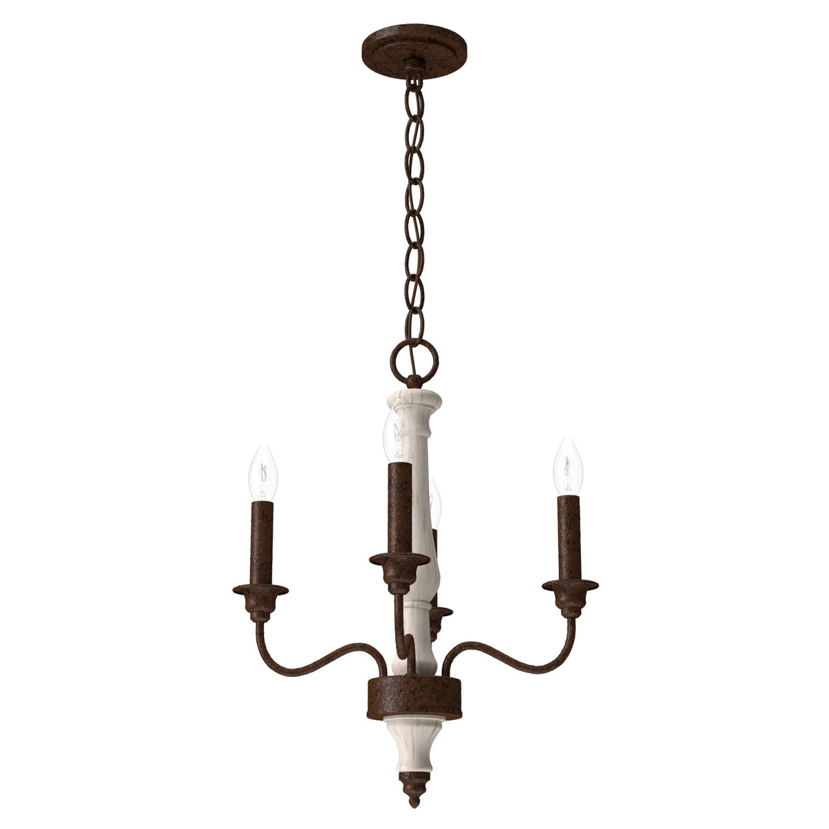 Hunter Teren 4-Light Matte White Traditional Led Bare Bulb Chandelier