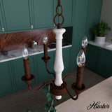 Hunter Teren 4-Light Matte White Traditional Led Bare Bulb Chandelier