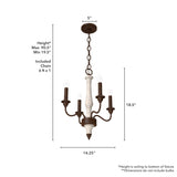 Hunter Teren 4-Light Matte White Traditional Led Bare Bulb Chandelier