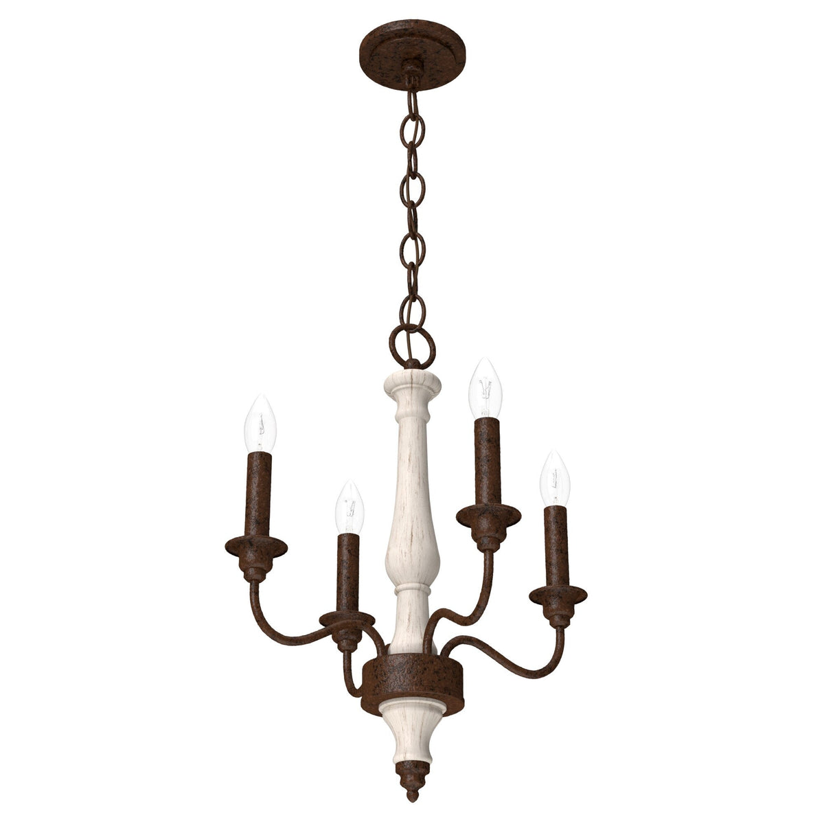 Hunter Teren 4-Light Matte White Traditional Led Bare Bulb Chandelier