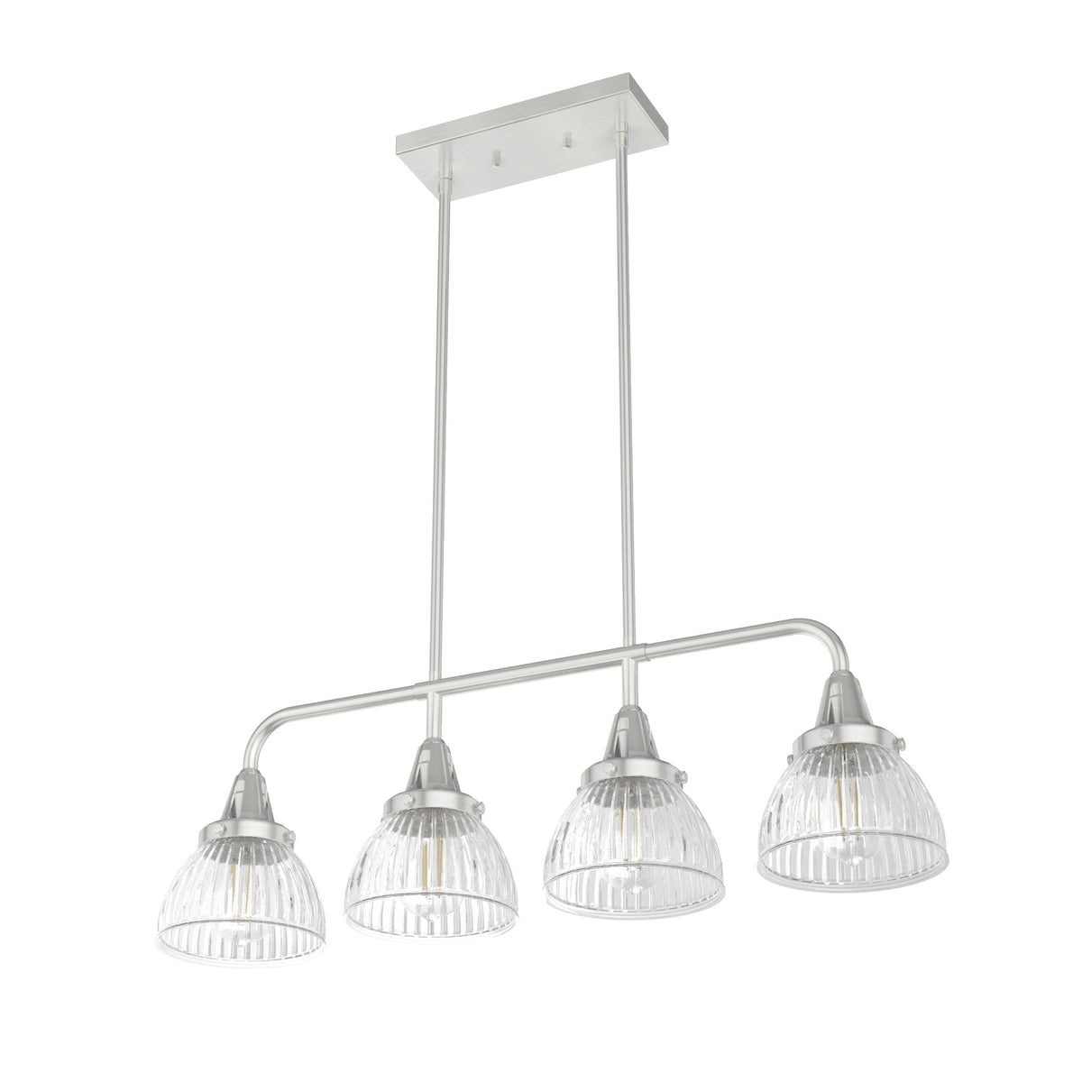 Hunter Cypress Grove 4-Light Brushed Nickel Transitional Led Crystal Chandelier