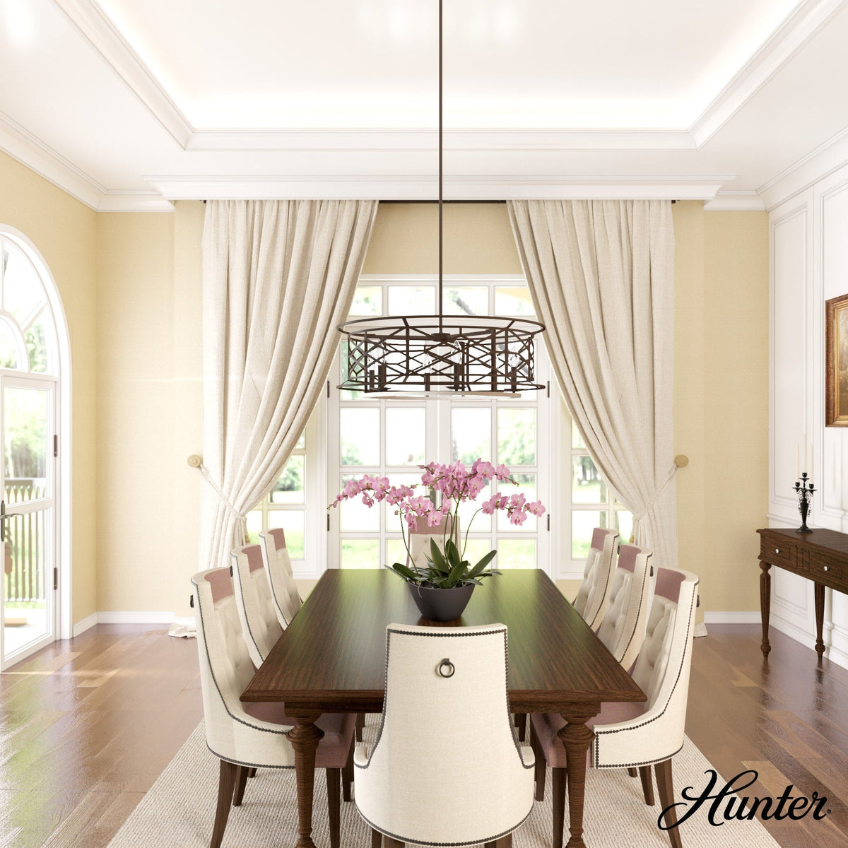 Hunter Langwood 6-Light Matte Copper Transitional Led Bare Bulb Chandelier