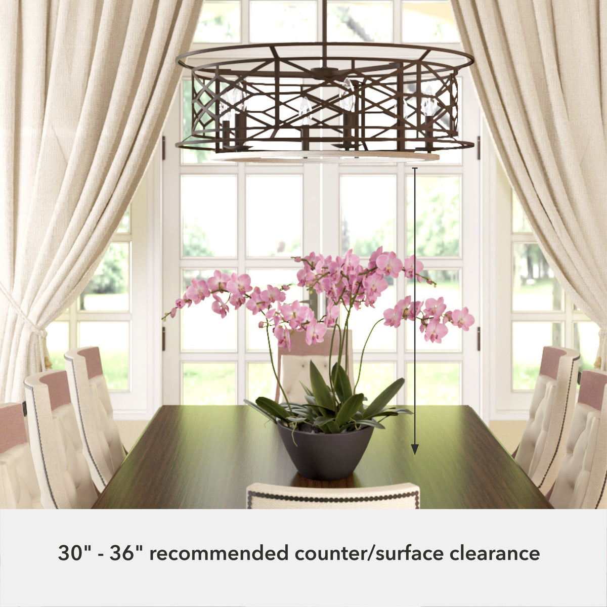 Hunter Langwood 6-Light Matte Copper Transitional Led Bare Bulb Chandelier