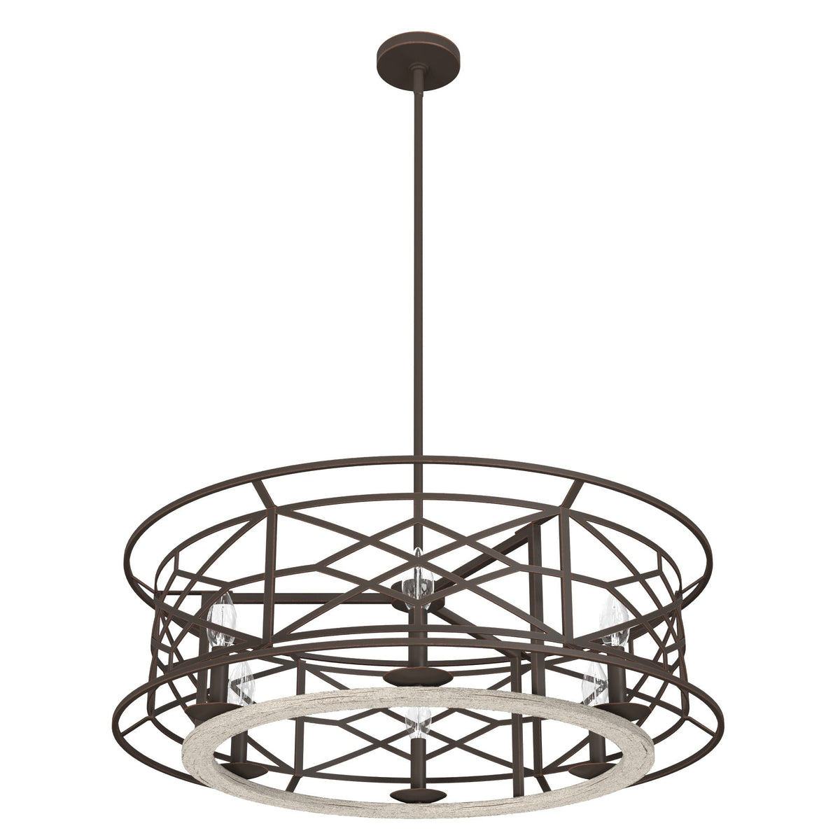Hunter Langwood 6-Light Matte Copper Transitional Led Bare Bulb Chandelier
