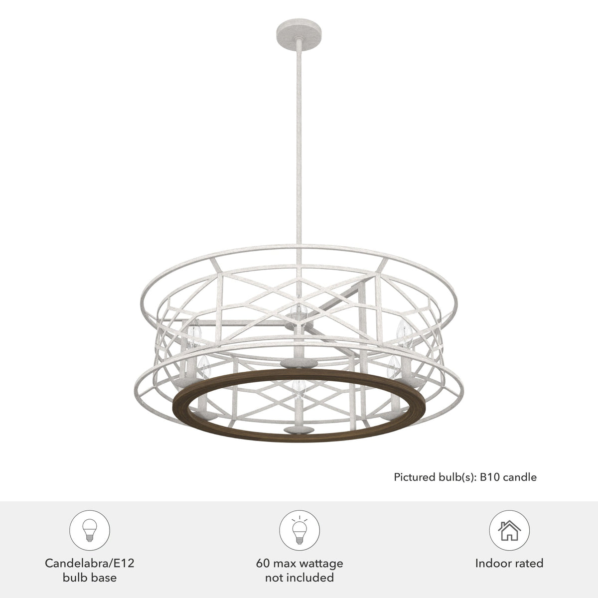Hunter Langwood 6-Light Matte White Transitional Led Bare Bulb Chandelier