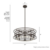 Hunter Langwood 4-Light Matte Copper Transitional Led Bare Bulb Chandelier