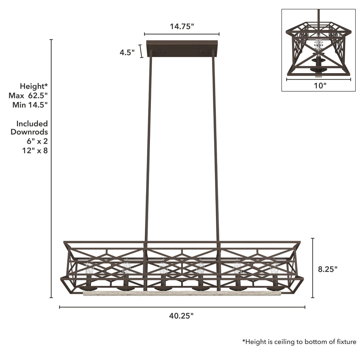 Hunter Langwood 6-Light Matte Copper Transitional Led Bare Bulb Chandelier