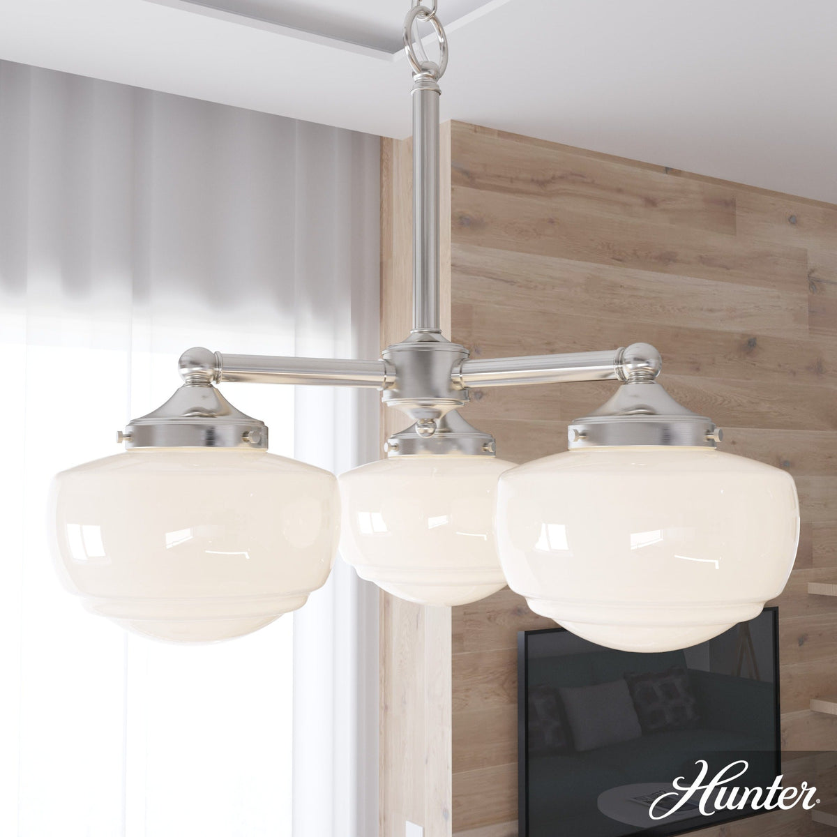 Hunter Saddle Creek 3-Light Brushed Nickel Transitional Led Chandelier