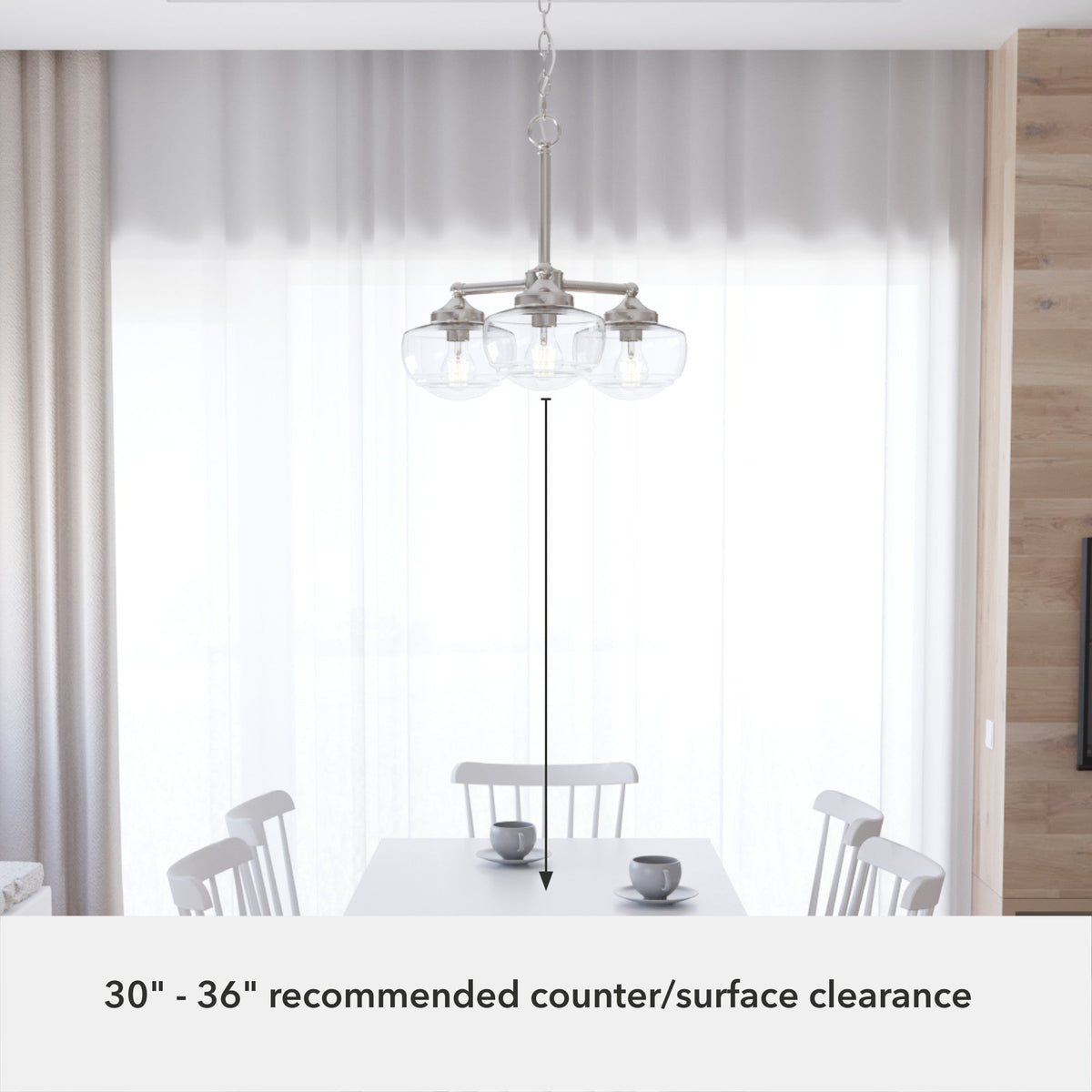 Hunter Saddle Creek 3-Light Brushed Nickel Transitional Led Chandelier