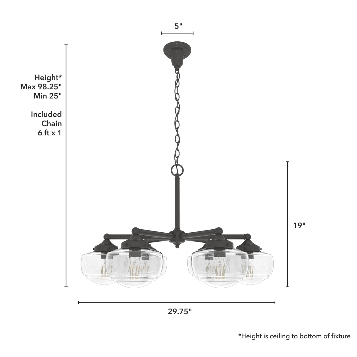 Hunter Saddle Creek 6-Light Satin Bronze Transitional Led Chandelier