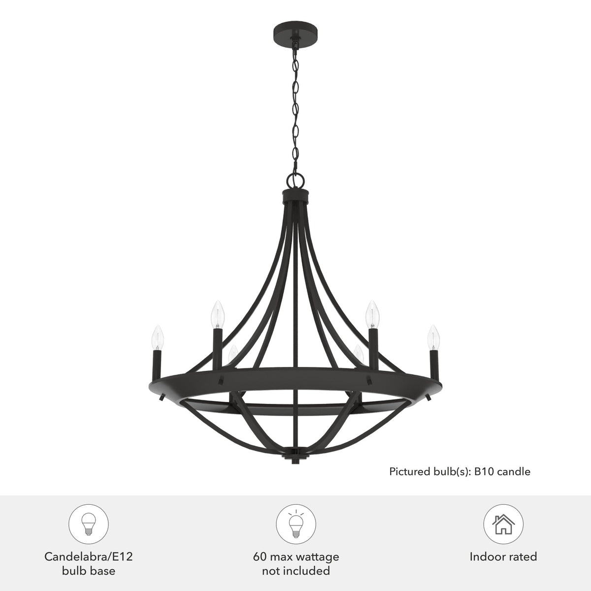 Hunter Perch Point 6-Light Satin Bronze Transitional Led Chandelier