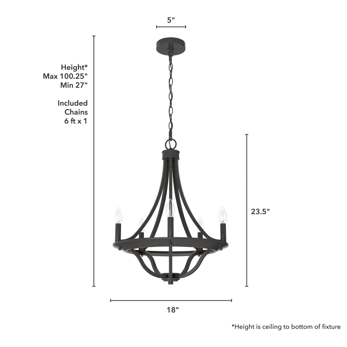 Hunter Perch Point 5-Light Satin Bronze Transitional Led Chandelier