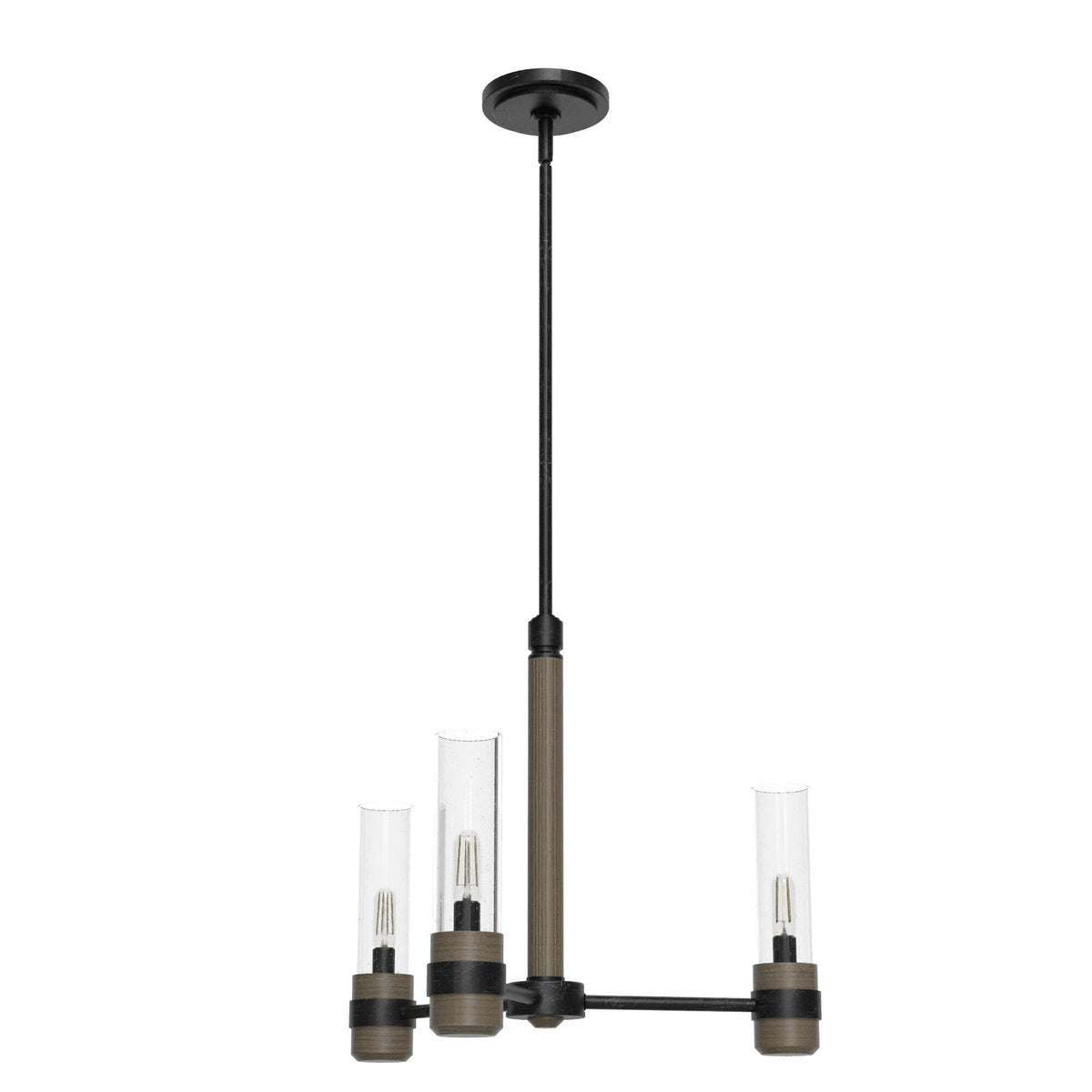 Hunter River Mill 3-Light Matte Black Rustic Led Bare Bulb Chandelier
