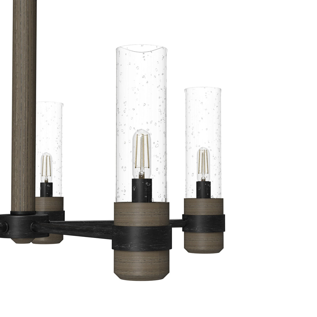 Hunter River Mill 5-Light Matte Black Rustic Led Bare Bulb Chandelier